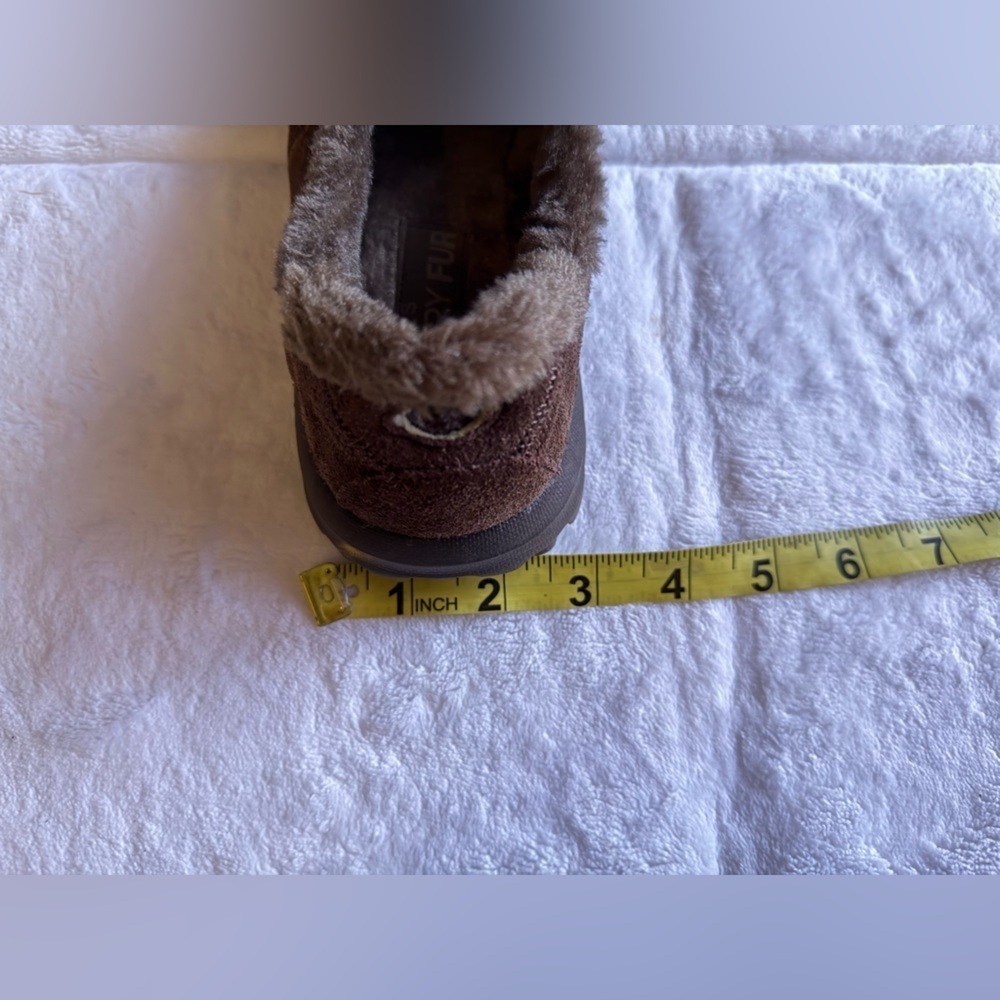 Skechers Memory Form Fit Slip-On Loafer Brown Suede Faux Fur Lined comfy 7.5 - Picture 5 of 13